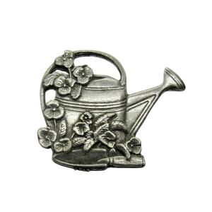 Vtg Birds & Blooms Limited Edition 2000 Pewter Watering Can Pin